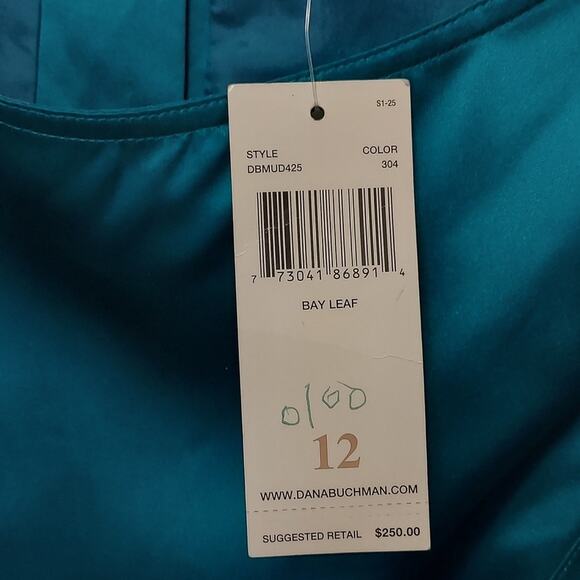 NWT! Dana Buchman Faux Silk Turquoise Teal Blue Button Back Crop Tank Blouse Top - Picture 7 of 9